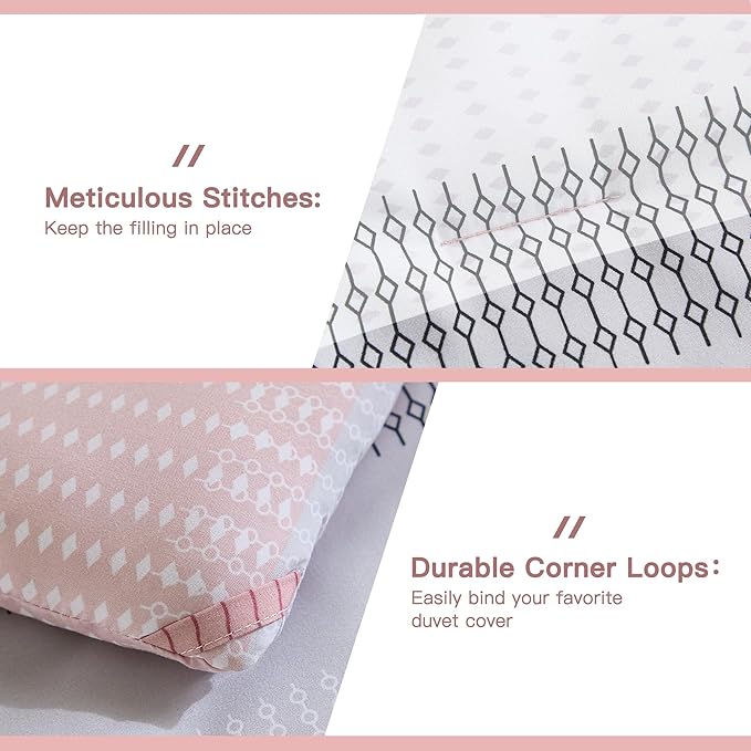Andency King Size Comforter Set 7 Pieces - Pink Striped Lightweight Bed in a Bag, Fully Microfiber Bedding Breathable All Season Beddding Set with Comforter, Fitted & Flat Sheet, Pillowcases & Shams