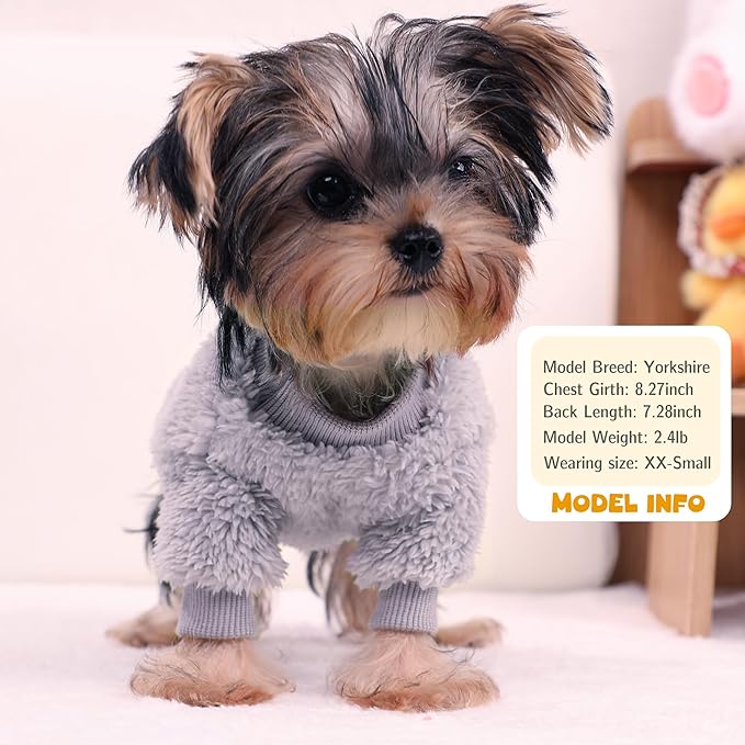Dog Sweaters for Small Dogs, Warm Fleece Puppy Sweater for Teacup Yorkie Chihuahua Clothes Boy Male, Cute 2 Pack XXS Dog Clothes Winter Soft Pet Sweatshirt Apparel, Navy Blue+Grey