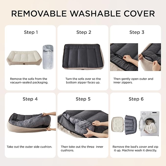 Bedsure SupportMax Orthopedic Dog Beds Large Sized Dog - Extra Thick Supportive Large Dogs Bed with Waterproof Washable Cover, L Plus Comfort Pet Sofa with Soft Sherpa and Nonskid Bottom, Brown, 38"