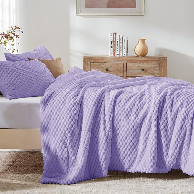 BEDELITE Fluffy Queen Comforter Set - Light Purple Fleece Soft Comforter for Queen Size Bed, Luxury Warm Bedding Set for Winter, Fuzzy Bed Set 3 Pieces (1 Comforter, 2 Pillowcases)