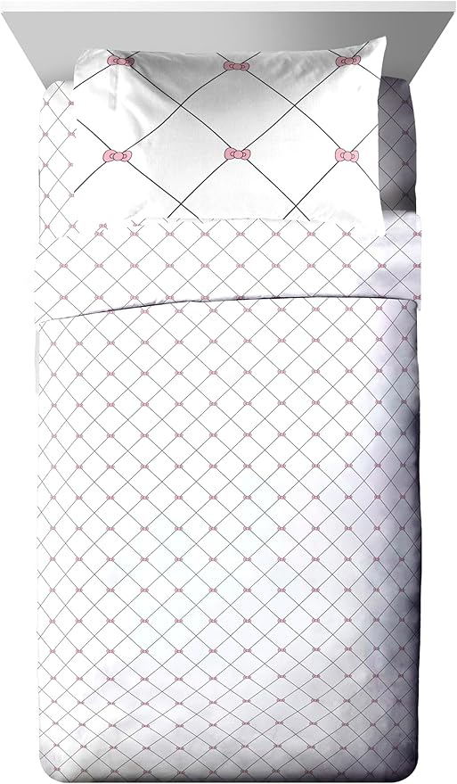 Jay Franco Comforter Set Includes Sheets and Pillow Covers - Soft and Cozy Bed Set for Stylish Room Decor, White - Hello Kity 5 Piece Twin Size Bedding