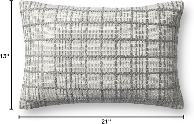 Loloi Magnolia Home by Joanna Gaines Liv Collection PMH0064 Grey 13'' x 21'' Cover w/Poly Pillow