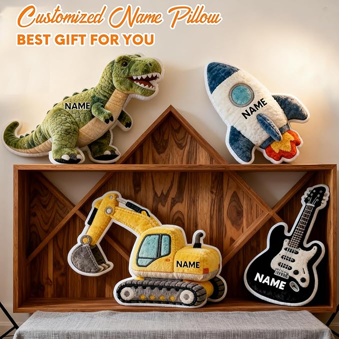 Custom Excavator Shaped Pillow Personalized Double-Sided Printed Cute Pillow Customized Christmas Party Commemorative Gift Sofa Decorative for Boys and Girls 8-32in