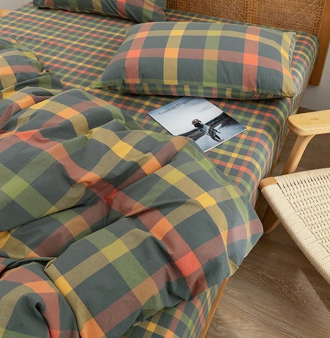 VM VOUGEMARKET Twin XL Comforter Set Modern Style Plaid Comforter Set Teen Boys Geometric Grid Bedding Comforter Set for All Seasons-68 x90