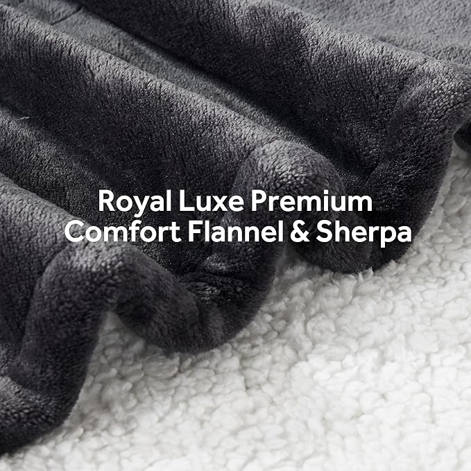 Heated Blanket Electric Blanket Full Size Soft Flannel Sherpa, 6 Heat Levels Fast Heating, 2 to 10 Hours Auto-Off Detachable Controller Machine Washable, Grey 72"x84"