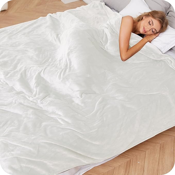 Electric Heated Blanket King Size 90"×100", Comfortable & Luxurious Flannel, 4 Heating Levels & 10 H Auto Shut Off, White