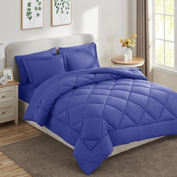 CozyLux Queen Comforter Set Very Peri - Bed in a Bag Queen Size 7 Pieces, Luxury Soft Bed Set for All Seasons, Bedding Set with Down Alternative Comforter, Sheets, Pillowcases & Shams