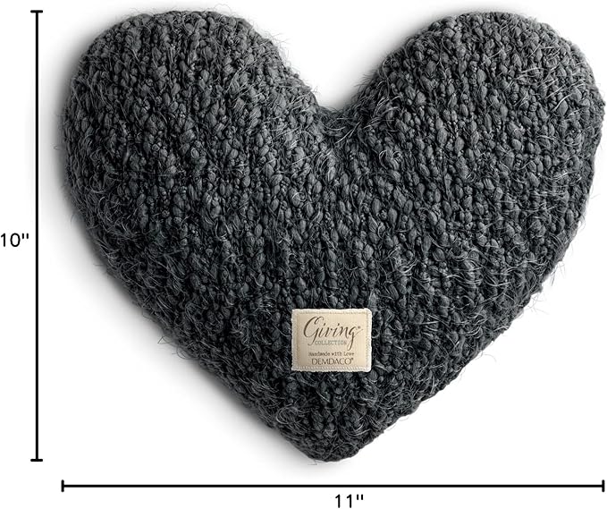 DEMDACO Charcoal Grey Giving Heart 11 x 10 Plush Polyester Decorative Throw Pillow
