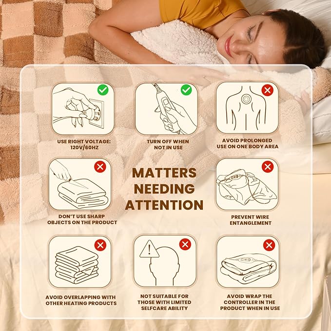 Bearhug Electric Blanket Full Size 77" x 84", Reversible Brown Plaid Sherpa Heated Blanket, 10 Heating Levels & 1-12H Auto Off, ETL Certified, Machine Washable, Gift Box