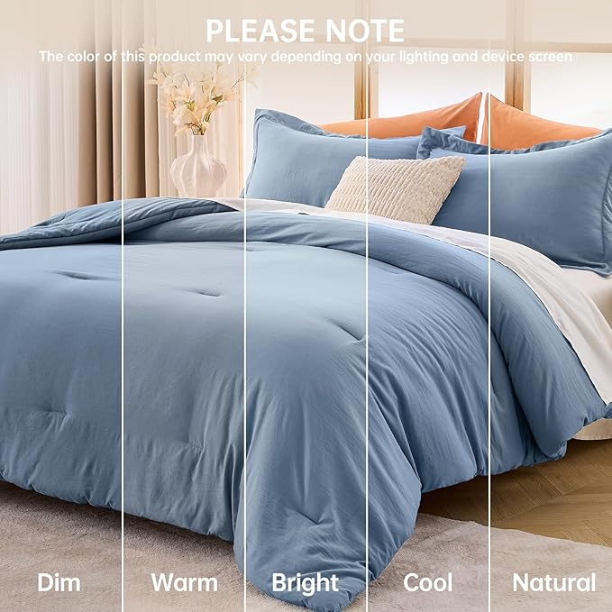 MUXHOMO King Size Comforter Set, All Season Ultra Soft Down Alternative Bedding - 3 Piece Lightweight Bed Set Includes 1 Comforter (104"x90") and 2 Pillow Shams (20"x36"), Sea Blue