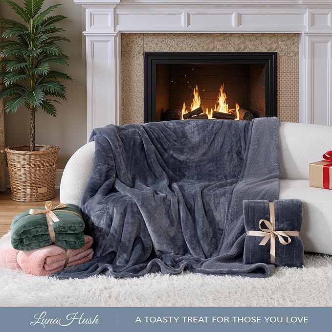 Full Size Electric Blanket Heated, Double-Sided Flannel&Sherpa Heated Blanket with 8 Heat Levels & 10 Hours Auto Off, Fast Heating Blankets Machine Washable with ETL & FCC Certified,Light Grey
