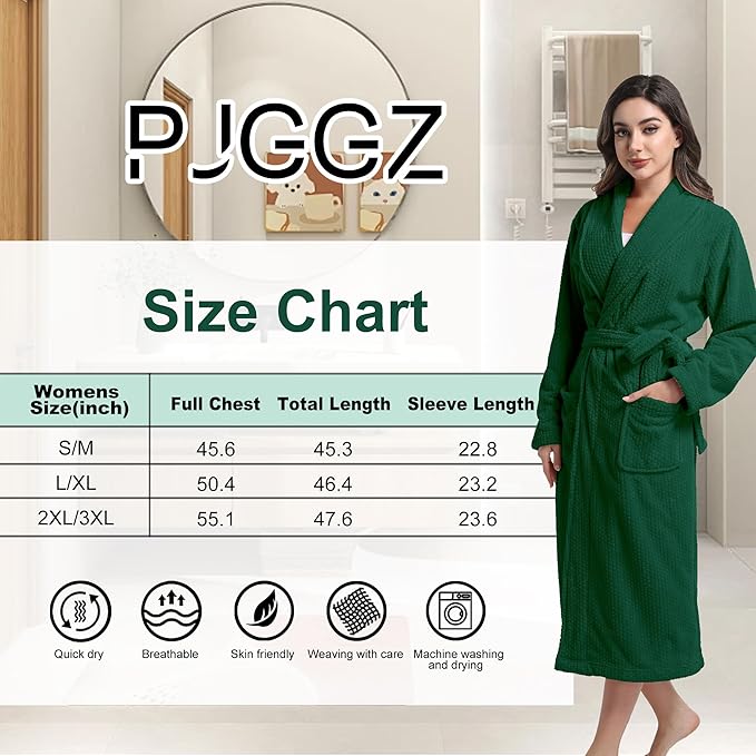 Women's Shawl Collar Bathrobe, Soft Long Towel Robes for Women - Super Absorbent Quick Dry yet Warm
