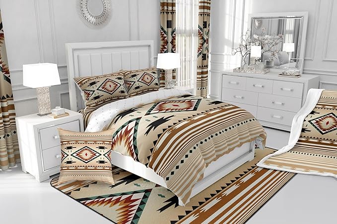 Feelyou Rustic Western Bedding Set Twin Size Kids Southwest Native Comforter for Boys Girls Teens Geometric Boho Comforter Set Soft Microfiber West Room Decor