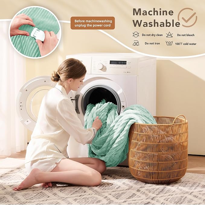 Homemate Electric Heated Blanket Full Size - 72"x84" Heating Blanket Full Size 1/2/4/6/8 Hours Auto-Off 10 Heat Level Over-Heat Protection Soft Flannel Sherpa ETL Certification