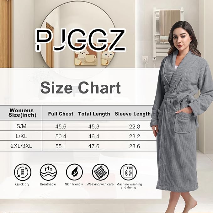 Women's Shawl Collar Bathrobe, Soft Long Towel Robes for Women - Super Absorbent Quick Dry yet Warm
