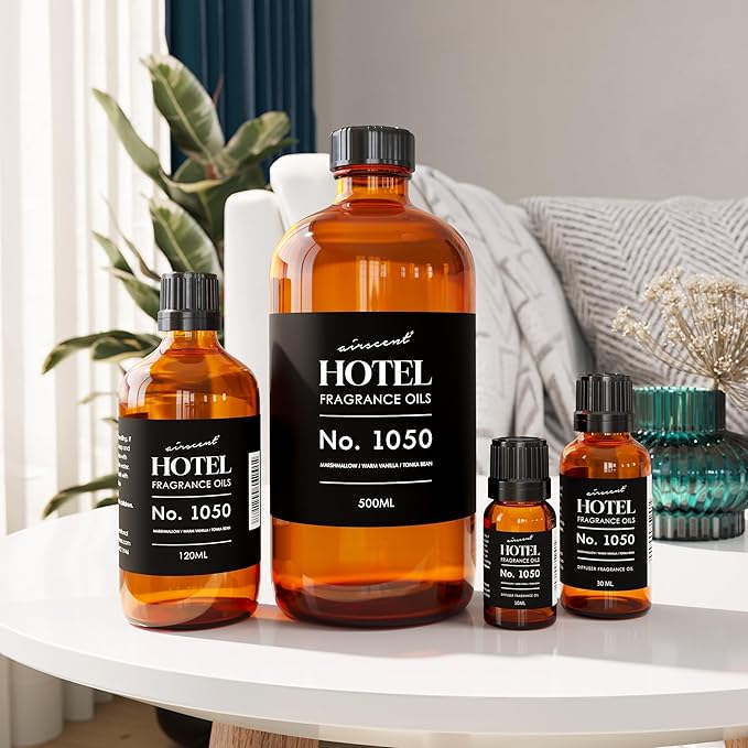 AirScent Warm Vanilla Ritzy Hotel Fragrance Oil No. 1050 - Marshmallow Vanilla Tonka Bean - Hotel Diffuser Oil for Ultrasonic and Waterless Diffusers and Crafting - 10 mL, 0.34 fl oz Dropper Bottle