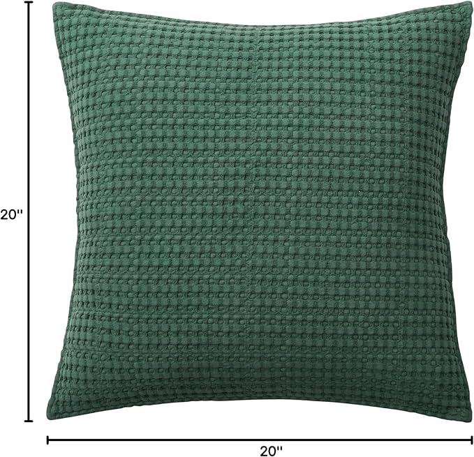 Levtex Home - Mills Waffle - Decorative Pillow - Poly Filled - Forest Green - Sham Size (20 x 20in.)