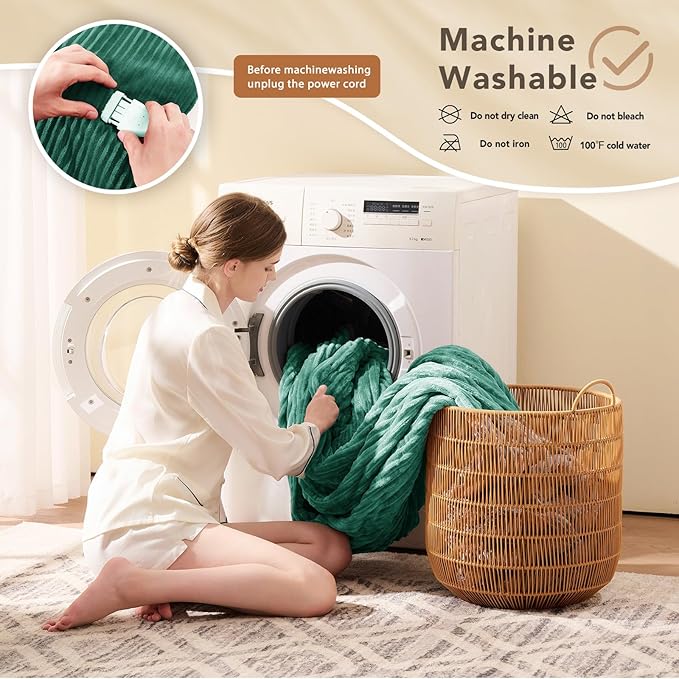 Homemate Heated Blanket Electric Throw - 50"x60" Heating Blanket Throw 1/2/4/6/8 Hours Auto-Off 10 Heat Levels Over-Heat Protection Soft Flannel Sherpa ETL Certification