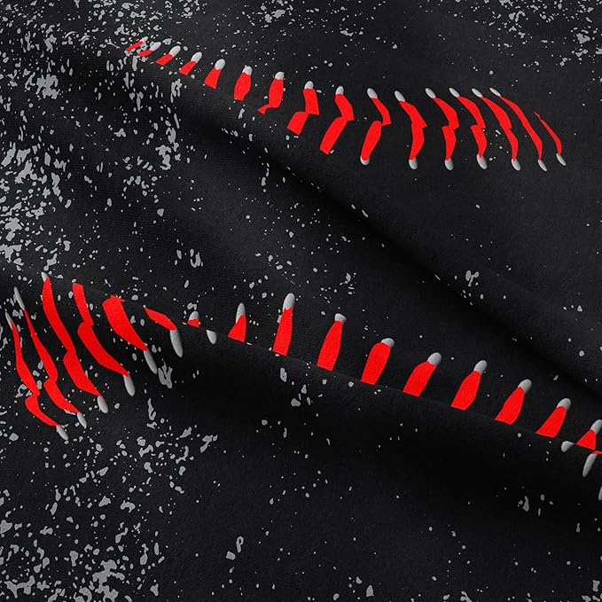 NINENINE Boys Baseball Comforter Sets Full, 3D Printed Black Kids Baseball Bedding Sets Full, 3 Pieces Kids Bedding Sets for Boys Teens with 2 Pillowcases
