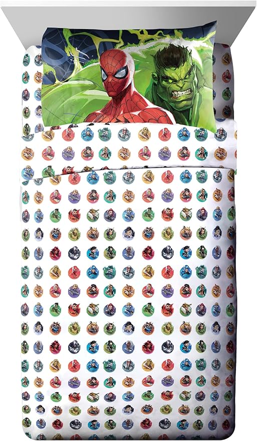 Jay Franco Kids Comforter Set Includes Sheets and Pillow Covers - Soft and Cozy Bed Set for Stylish Room Decor, Official Licensed Bedding, Multi - Marvel Rivals, 5 Piece Twin