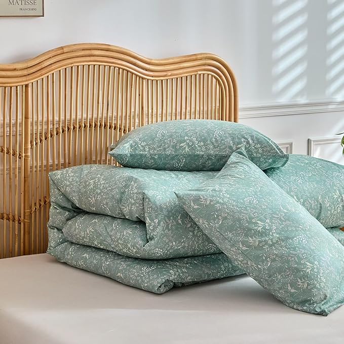 3 Pcs Comforter Sets for All Season Use Full Size Floral Rustic Farmhouse 80"X90" Bedding Set 1 Comforter and 2 Pillow Shams Prewashed Ultra Soft Warm Fluffy Lightweight Full Bed Set Sage