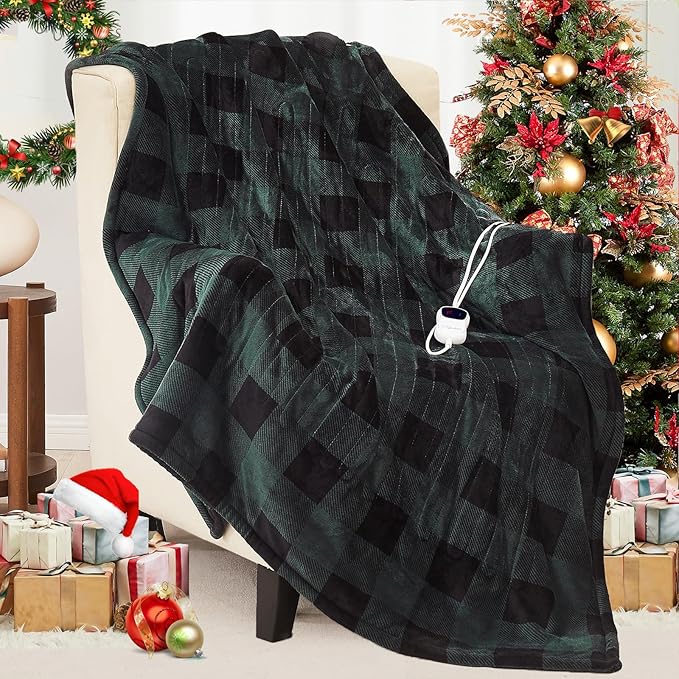 Homemate Electric Blanket Heated Queen Size - 84“x90“ Ultra Soft Cozy Flannel Heating Blanket with 10 Fast Heat Levels 8 Hours Auto Off Over-Heated Protection ETL Certification Keep Warm in Home