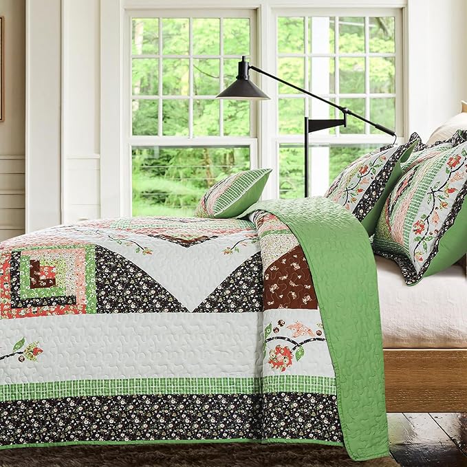 BEDIFANY King Size Comforter Set - Lightweight Cotton Filling Bedspread King Size (98 x 106 inch) - Comfortable Farmhouse Quilt Bedding Sets for Bed Decorations - All Seasons, 3 Pieces