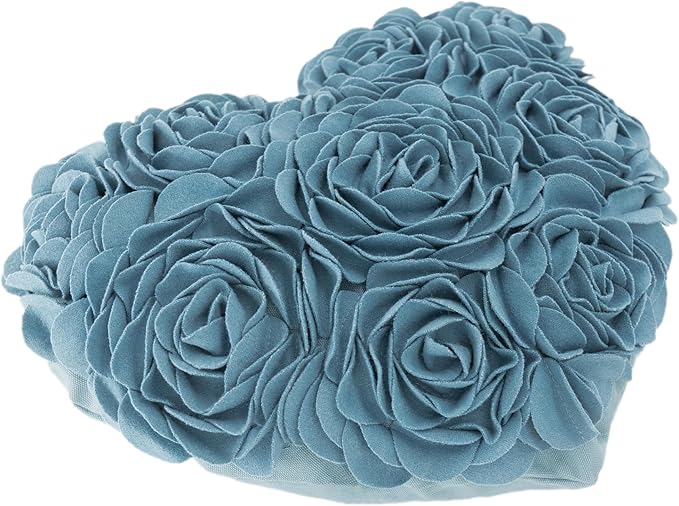 JWH Valentine's Day Throw Pillow Covers Decorative Flower Accent Pillow Cases Heart Shaped Cushion for Couch Living Room Bed Chair 14 x 16 Inches Teal Blue
