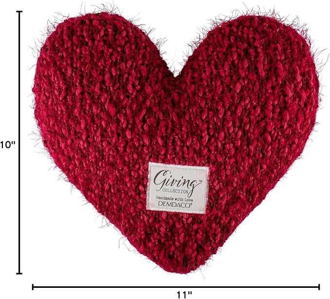 DEMDACO Giving Heart Cranberry Red 10 x 11 Cotton Weighted Plush Decorative Throw Pillow