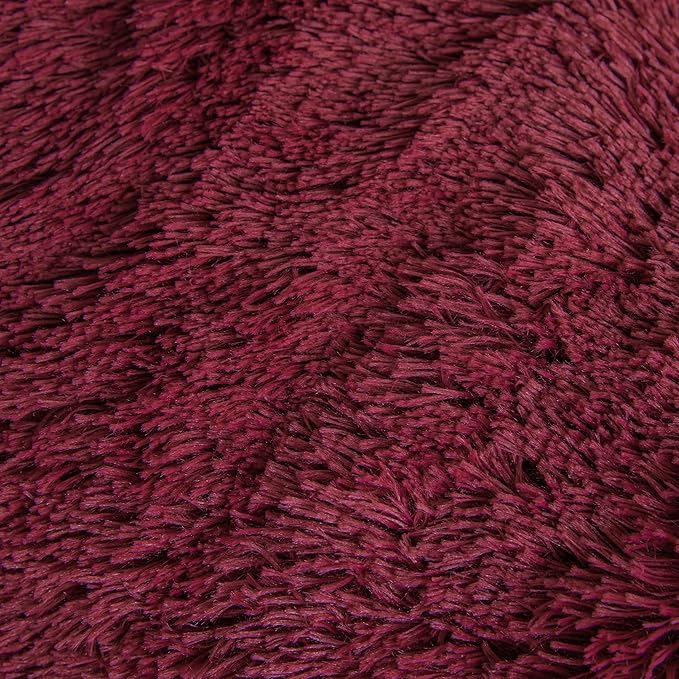 chovy Faux Fur Plush Wine Red Comforter Sets Queen - Ultra Soft Shaggy Flannel Velvet Fluffy Fuzzy 3PC Bedding Set (Comforter x 1 Pillowcases x 2)