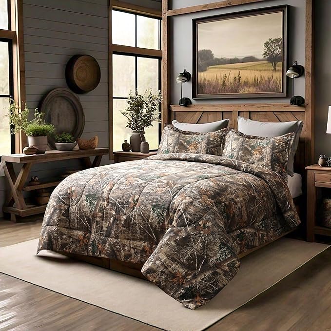 VISI-ONE Realtree Edge Camo Queen 3 Piece Comforter Set – Western Rustic Charm with Farmhouse Accents, All Season Design for Nature & Outdoor Lovers, Country Homes, Cabins, Lodges & Modern Living