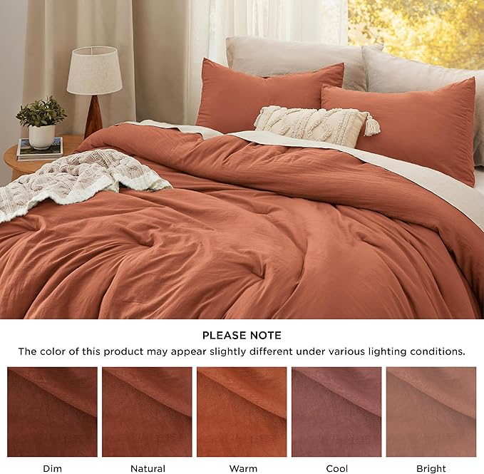 Bedsure King Comforter Set, Orange Soft Prewashed Bedding for All Seasons, 3 Pieces GentleSoft™ Bed Set, 1 Lightweight Comforter (104"x90") and 2 Pillowcases (20"x36")