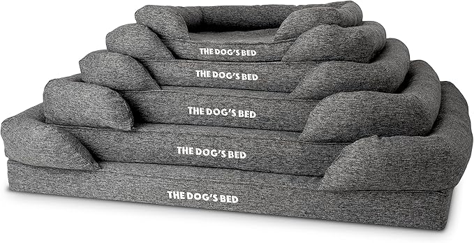 The Dog’s Bed Orthopedic Memory Foam Dog Bed with Bolsters, Linen Fabric, Grey Linen, XL