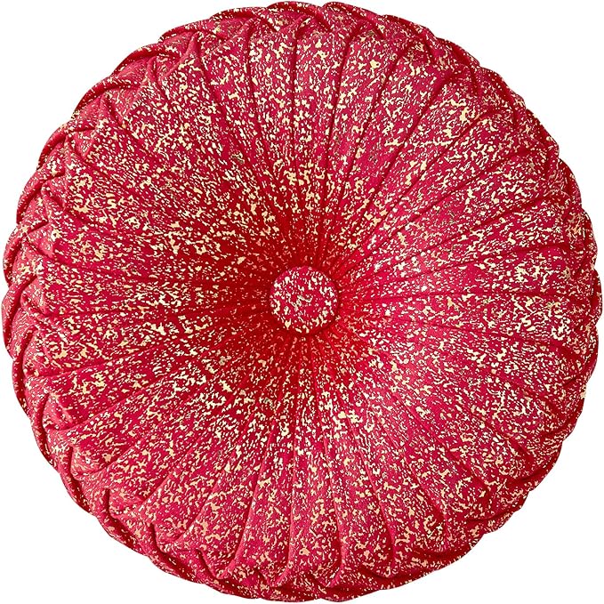 EUCIOR Round Throw Pillows,Pumpkin Pleated Handmade Throw Pillows,Red Throw Pillow Decorative Pillows for Home Decor Bedroom Living Room Couch Bed Sofa (Red)