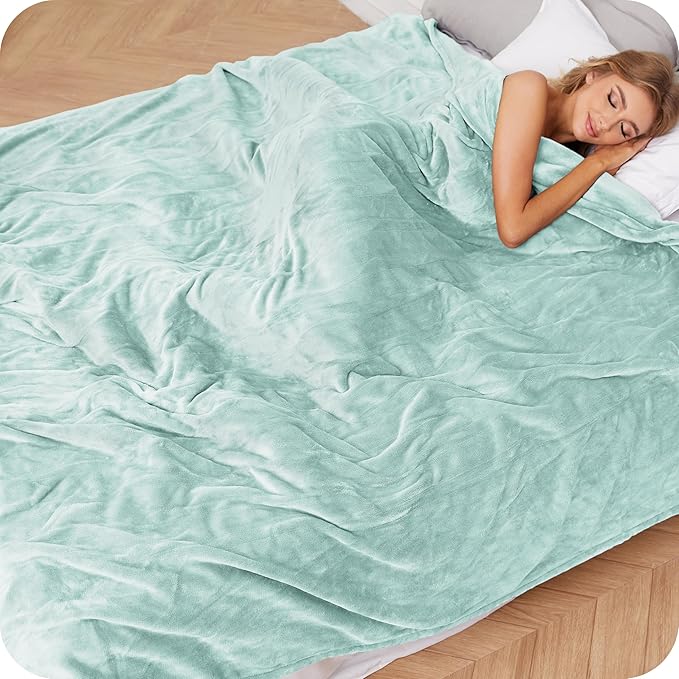 Electric Heated Blanket King Size 90"×100", Comfortable & Luxurious Flannel, 4 Heating Levels & 10 H Auto Shut Off, Mint Green
