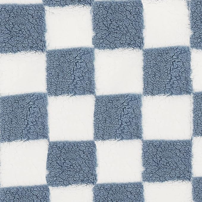 Electric Heated Blanket Full Size 72"×84" with 9 Heating Levels & 1-10Hs Auto Off, Checkered Plaid Double Sided Sherpa, Energy Efficient, Machine Washable, for Couch & Bed, Light Blue