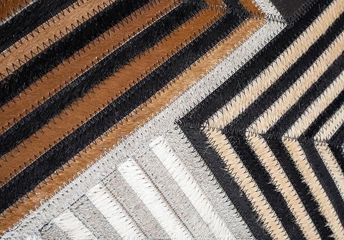 CANVELLO Genuine Cowhide Leather Decorative Throw Pillows - Handmade Patchwork Accent Pillows for Sofa, Couch, Chair - Southwestern Feather Down Insert Included (Square (18"x18"))