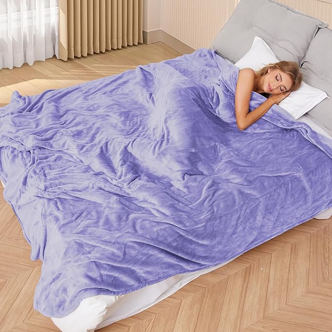 Electric Heated Blanket King Size 90"×100", Comfortable & Luxurious Flannel, 4 Heating Levels & 10 H Auto Shut Off, Light Purple