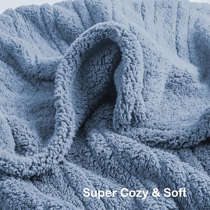 Electric Heated Blanket Full Size 72"×84" with 9 Heating Levels & 1-10Hs Auto Off,Double Sided Plush Sherpa, Energy Efficient, Machine Washable, for Couch & Bed, Light Blue