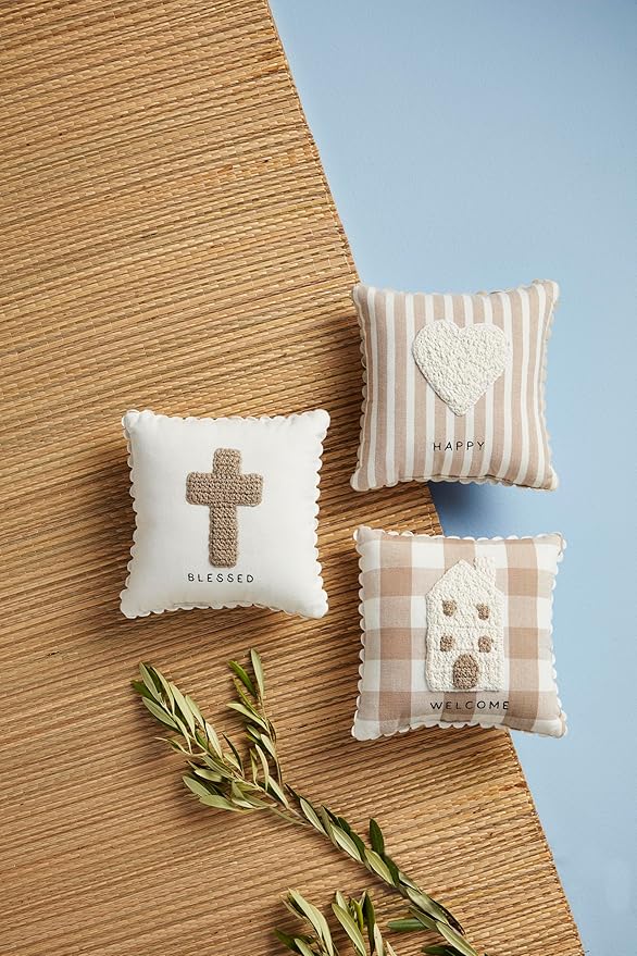 Mud Pie House Crochet Mini Pillow; 8" X 8"