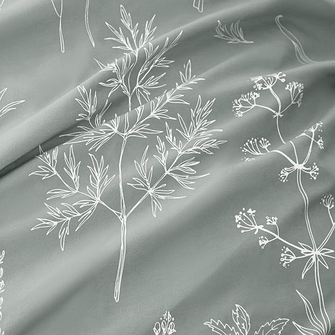 Love's cabin Grey King Comforter Set - King Size Comforter Set, 3 Pieces Cute Floral Bedding Sets for All Seasons,1 Soft Reversible Botanical Flowers Comforter and 2 Pillow Shams