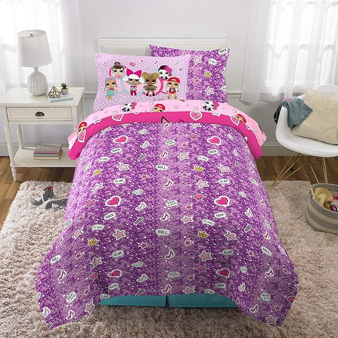 Franco Kids Bedding Super Soft Comforter and Sheet Set with Sham, 5 Piece Twin Size, LOL Surprise