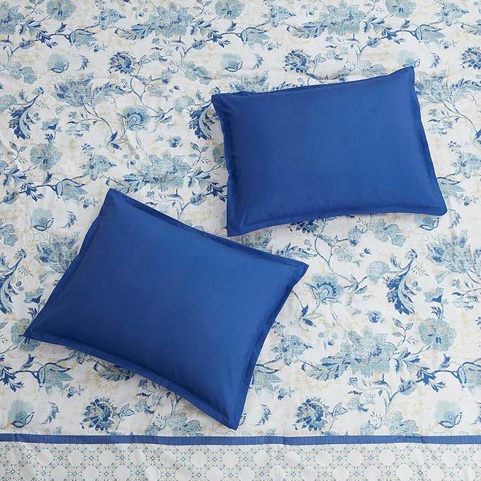 King Size Comforter Set 7 Piece Ultra Soft Fashion Printed Bedding Sets with Shams, Decorative Throw Pillows, and Pillowcases, King, Margolis