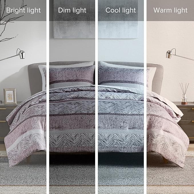 Comfort Spaces Purple Queen Comforter Set - 7 Pieces Trendy Modern Jacquard Bedding Sets with Sheets, All Seasons Skin-Friendly, Lightweight & Soft Microfiber Queen Bed Set, Shams, Queen