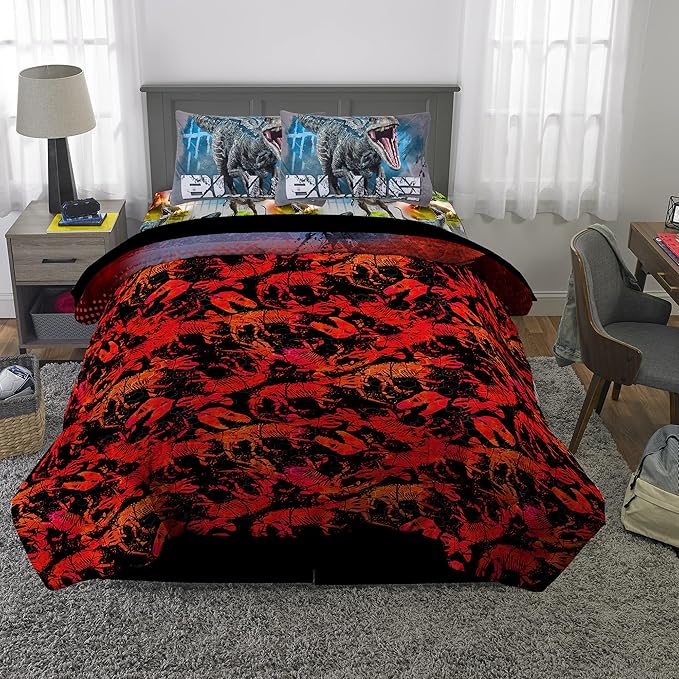 Franco Kids Bedding Super Soft Microfiber Comforter and Sheet Set, 5 Piece Full Size, Jurassic World