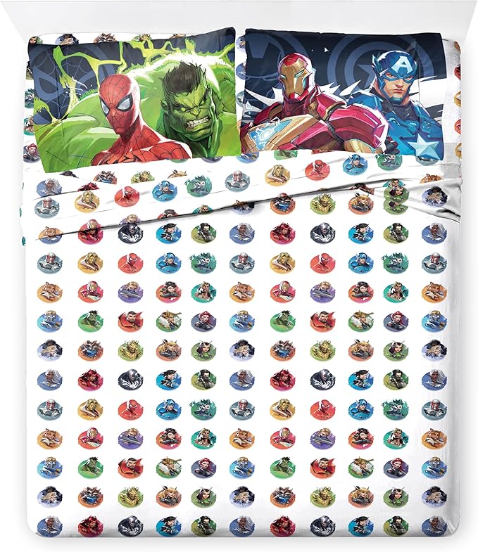Jay Franco Kids Comforter Set Includes Sheets and Pillow Covers - Soft and Cozy Bed Set for Stylish Room Decor, Official Licensed Bedding, Multi - Marvel Rivals, 7 Piece Full