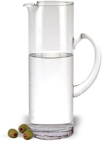 Badash Crystal Glass Pitcher - 9.75” Tall Mouth-Blown Lead-Free Crystal Glass Pitcher - 48 oz. Cocktail Pitcher - Cylinder Pitcher for any Beverage