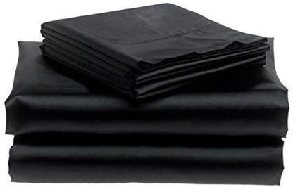 100% Pure Silk Satin Sheet Set 4pcs, Silk Fitted Sheet 15" Deep Pocket Mattress fit,Silk Flat Sheet&Silk Pillowcases Set Soft Silk Sheets|Wrinkle Free Fade Resistant Black, Full XL