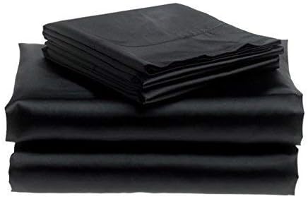 100% Pure Silk Satin Sheet Set 4pcs, Silk Fitted Sheet 15" Deep Pocket Mattress fit,Silk Flat Sheet&Silk Pillowcases Set Soft Silk Sheets|Wrinkle Free Fade Resistant Black, Full XL