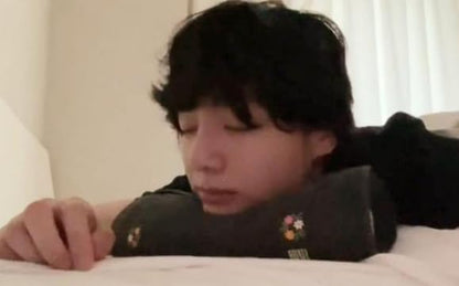 Kpop Jungkook's Favorite Item- Nap Pillow with Traditional Korean Patterns Small and Large Jung kook Photocards Included Weverse Live Nap Pillow (ArmyPurple2-small)